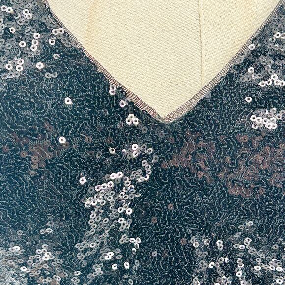 Y2K Black Sequin Sexy Satin Lace-Up Corset Back Evening Gown - Picture 2 of 7